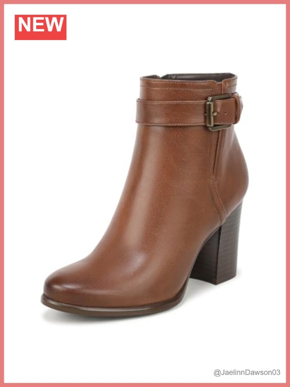 Naturalizer Solana Ankle Bootie Block Heel Faux Leather Side Zip